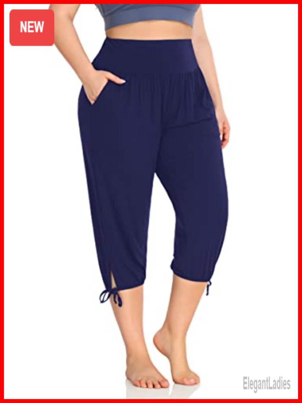 Plus Size Yoga Capri Pants Lounge Indoor Casual Comfy Relaxed Joggers with